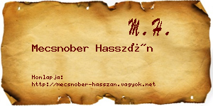 Mecsnober Hasszán névjegykártya